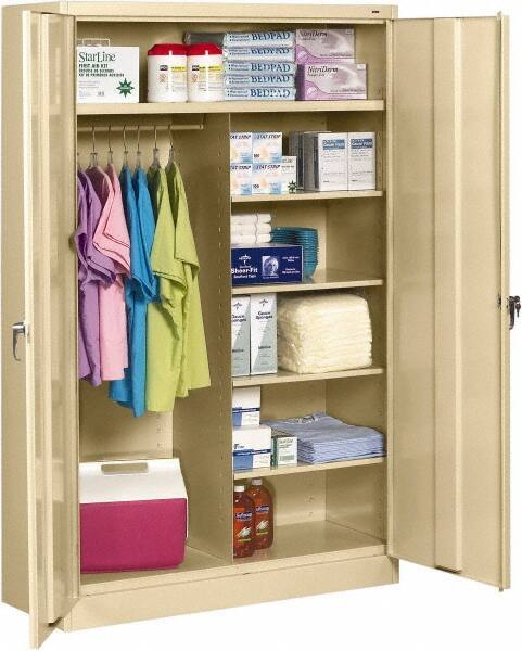 Tennsco - 6 Shelf Locking Storage Cabinet - Steel, 48" Wide x 24" Deep x 78" High, Champagne/Putty - Industrial Tool & Supply