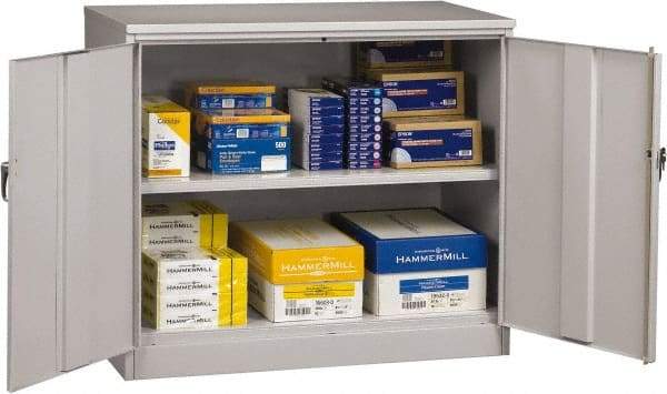 Tennsco - 2 Shelf Locking Storage Cabinet - Steel, 48" Wide x 24" Deep x 42" High, Light Gray - Industrial Tool & Supply