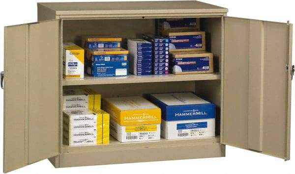 Tennsco - 2 Shelf Locking Storage Cabinet - Steel, 48" Wide x 18" Deep x 42" High, Sand - Industrial Tool & Supply