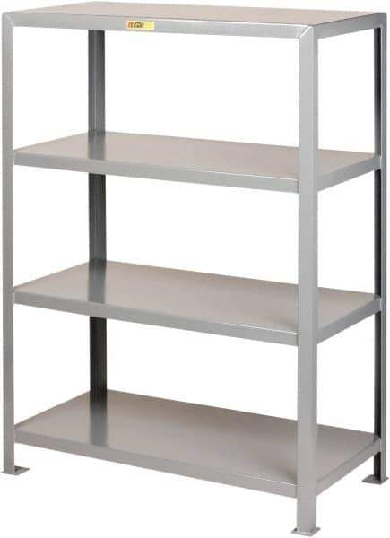 Little Giant - 4 Shelf Starter Heavy-Duty Open Steel Shelving - 2,000 Lb Capacity, 72" Wide x 72" High x 36" Deep, Gray - Industrial Tool & Supply