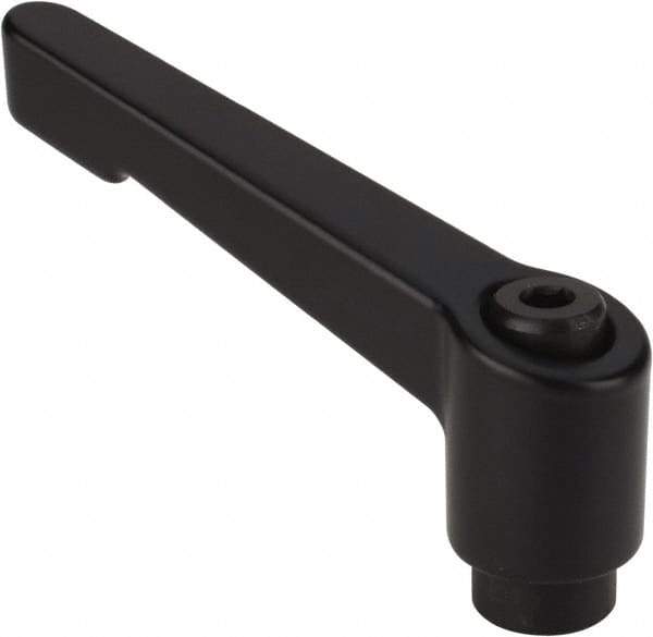Morton Machine Works - M6, 10mm Hub Diam, Die Cast Zinc Metric A-Tapped Adjustable Clamping Handle - 42mm OAL, 33mm High, 8mm Hole Depth - Industrial Tool & Supply