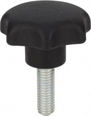Morton Machine Works - 2.48" Head Diam, 7 Point Scalloped Knob - 1/2-13 Stem, Thermoplastic, Black - Industrial Tool & Supply
