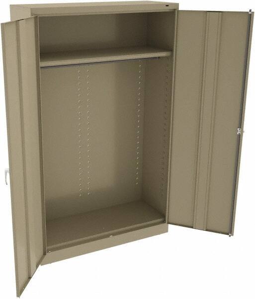 Tennsco - 2 Shelf Wardrobe Storage Cabinet - Steel, 48" Wide x 18" Deep x 78" High, Sand - Industrial Tool & Supply