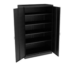 Tennsco - 5 Shelf Locking Storage Cabinet - Steel, 48" Wide x 24" Deep x 78" High, Black - Industrial Tool & Supply
