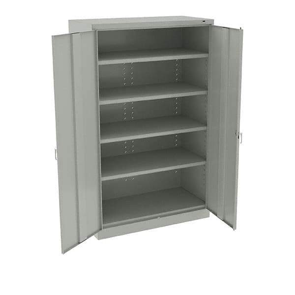 Tennsco - 6 Shelf Wardrobe Storage Cabinet - Steel, 48" Wide x 24" Deep x 78" High, Light Gray - Industrial Tool & Supply