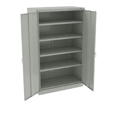 Tennsco - 5 Shelf Locking Storage Cabinet - Steel, 48" Wide x 24" Deep x 78" High, Light Gray - Industrial Tool & Supply