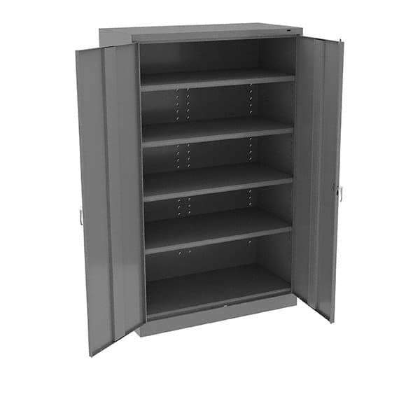 Tennsco - 5 Shelf Locking Storage Cabinet - Steel, 48" Wide x 24" Deep x 78" High, Medium Gray - Industrial Tool & Supply
