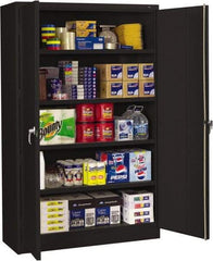 Tennsco - 5 Shelf Locking Storage Cabinet - Steel, 48" Wide x 18" Deep x 78" High, Black - Industrial Tool & Supply