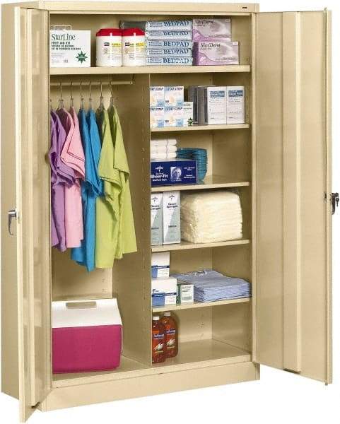 Tennsco - 6 Shelf Wardrobe Storage Cabinet - Steel, 48" Wide x 24" Deep x 78" High, Sand - Industrial Tool & Supply