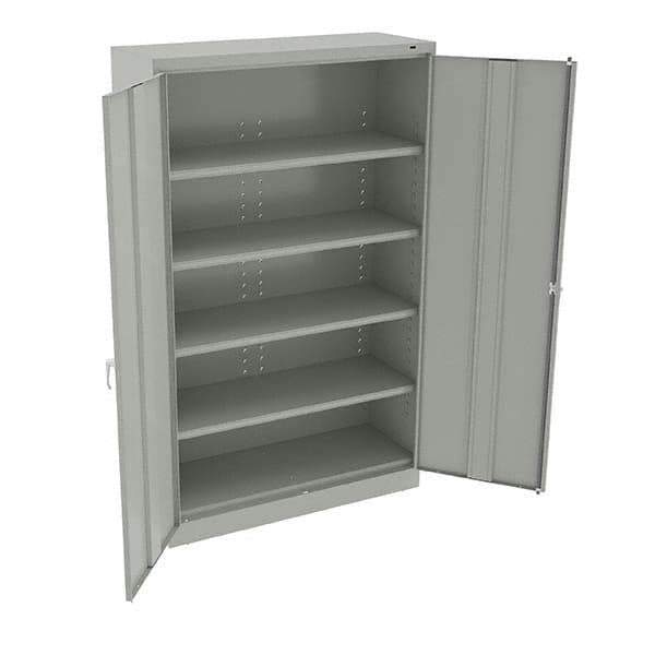 Tennsco - 6 Shelf Wardrobe Storage Cabinet - Steel, 48" Wide x 18" Deep x 78" High, Light Gray - Industrial Tool & Supply