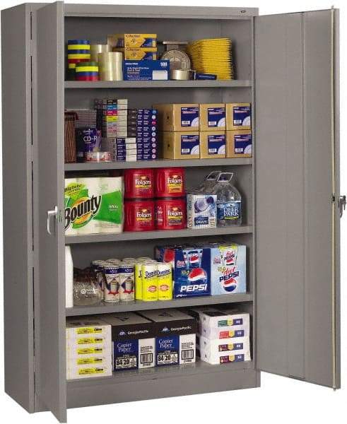 Tennsco - 5 Shelf Locking Storage Cabinet - Steel, 48" Wide x 18" Deep x 78" High, Medium Gray - Industrial Tool & Supply