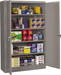 Tennsco - 5 Shelf Locking Storage Cabinet - Steel, 48" Wide x 18" Deep x 78" High, Medium Gray - Industrial Tool & Supply