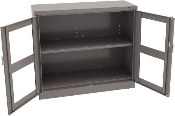 Tennsco - 2 Shelf Visible Storage Cabinet - Steel, 48" Wide x 18" Deep x 42" High, Medium Gray - Industrial Tool & Supply