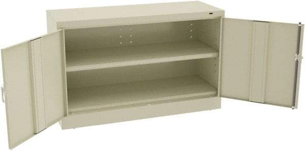 Tennsco - 2 Shelf Locking Storage Cabinet - Steel, 48" Wide x 18" Deep x 30" High, Champagne/Putty - Industrial Tool & Supply
