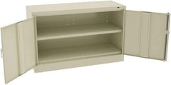 Tennsco - 2 Shelf Locking Storage Cabinet - Steel, 48" Wide x 18" Deep x 30" High, Champagne/Putty - Industrial Tool & Supply