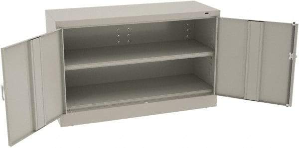 Tennsco - 2 Shelf Locking Storage Cabinet - Steel, 48" Wide x 18" Deep x 30" High, Light Gray - Industrial Tool & Supply