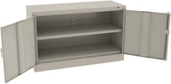 Tennsco - 2 Shelf Locking Storage Cabinet - Steel, 48" Wide x 18" Deep x 30" High, Light Gray - Industrial Tool & Supply