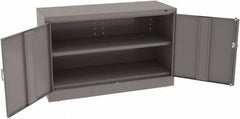 Tennsco - 2 Shelf Locking Storage Cabinet - Steel, 48" Wide x 18" Deep x 30" High, Medium Gray - Industrial Tool & Supply