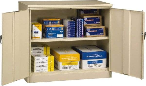 Tennsco - 2 Shelf Locking Storage Cabinet - Steel, 48" Wide x 24" Deep x 42" High, Champagne/Putty - Industrial Tool & Supply