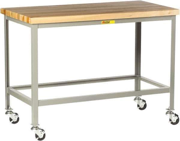 Little Giant - Butcher Block Top - Fixed Leg, Gray, 24" Deep - Industrial Tool & Supply