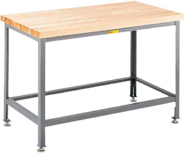 Little Giant - 48 Wide x 30" Deep x 32" High, Butcher Block Butcher Block Top Table - Fixed Legs With Adjustable Height Glides, Gray - Industrial Tool & Supply