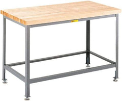 Little Giant - 24 Wide x 24" Deep x 32" High, Maple Butcher Block Top - Straight Edge, Fixed Legs With Adjustable Height Glides, Gray - Industrial Tool & Supply