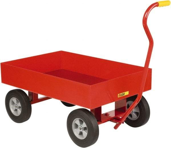 Little Giant - 1,200 Lb Capacity Steel 6 Inch Deep Steel Wagon Truck - Steel Deck, 24" OAW, Solid Rubber Casters - Industrial Tool & Supply