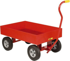 Little Giant - 1,200 Lb Capacity Steel 6 Inch Deep Steel Wagon Truck - Steel Deck, 24" OAW, Solid Rubber Casters - Industrial Tool & Supply
