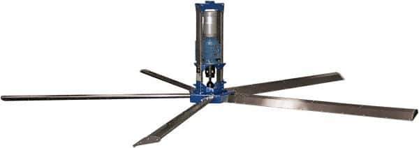 Patterson Fan - 5 Blades, 24' Blade Length, 400,867 CFM High Performance Industrial Ceiling Fan - 48 RPM, 220V, Blue & Silver - Industrial Tool & Supply