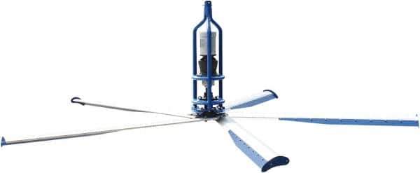 Patterson Fan - 5 Blades, 8' Blade Length, 67,178 CFM High Performance Industrial Ceiling Fan - 110 RPM, 460V, 1.8 Amps, Blue & Silver - Industrial Tool & Supply