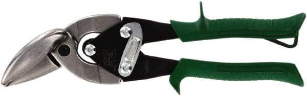 Midwest Snips - 1-1/4" Length of Cut, Right Pattern Offset Aviation Snip - 9-3/4" OAL, 18 AWG Steel Capacity - Industrial Tool & Supply