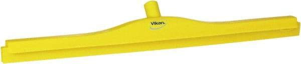 Vikan - 27.6" Polypropylene Blade Floor Squeegee Frame - Threaded End, Double Edge, Yellow, Polypropylene Holder - Industrial Tool & Supply