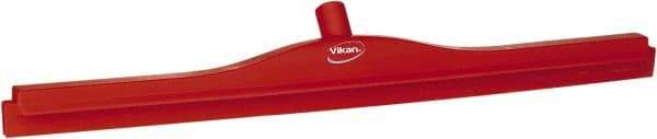 Vikan - 27.6" Polypropylene Blade Floor Squeegee Frame - Threaded End, Double Edge, Red, Polypropylene Holder - Industrial Tool & Supply