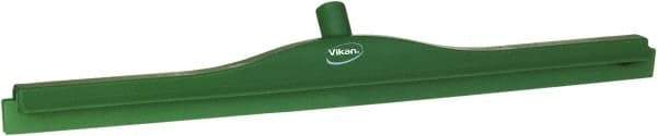 Vikan - 27.6" Polypropylene Blade Floor Squeegee Frame - Threaded End, Double Edge, Green, Polypropylene Holder - Industrial Tool & Supply