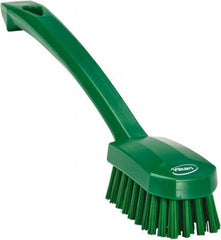 Vikan - 0.8" Bristle Length, Polyester Food Service Brush - 3" Long x 1.6" Wide Head, 10.2" OAL, Ergonomic Handle, Green, Polypropylene Block - Industrial Tool & Supply