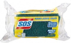 SOS - 4-1/2" Long x 2-1/2" Wide x 0.9" Thick Scouring Sponge - Heavy-Duty, Yellow/Green - Industrial Tool & Supply