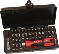 Wiha - Bit Set - 1/8 to 7/32" Hex, #1 to #3, 1/4" Drive, Phillips, Hex, Torx, Square, Pozidriv Point - Industrial Tool & Supply