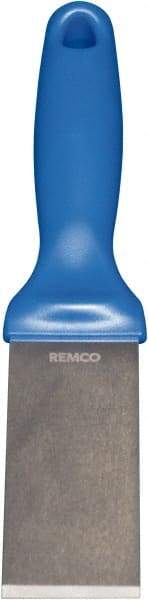 Remco - Stiff Stainless Steel Beveled Scraper - 1-1/2" Blade Width x 3-1/2" Blade Length, 5-13/32" Long Ergonomic Polypropylene Handle - Industrial Tool & Supply