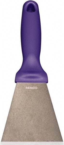 Remco - Stiff Stainless Steel Beveled Scraper - 3" Blade Width x 3-1/2" Blade Length, 5-13/32" Long Ergonomic Polypropylene Handle - Industrial Tool & Supply