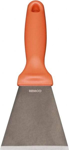 Remco - Stiff Stainless Steel Beveled Scraper - 3" Blade Width x 3-1/2" Blade Length, 5-13/32" Long Ergonomic Polypropylene Handle - Industrial Tool & Supply