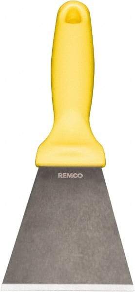Remco - Stiff Stainless Steel Beveled Scraper - 3" Blade Width x 3-1/2" Blade Length, 5-13/32" Long Ergonomic Polypropylene Handle - Industrial Tool & Supply