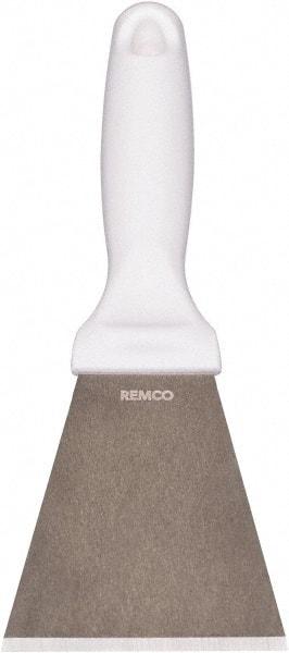 Remco - Stiff Stainless Steel Beveled Scraper - 3" Blade Width x 3-1/2" Blade Length, 5-13/32" Long Ergonomic Polypropylene Handle - Industrial Tool & Supply