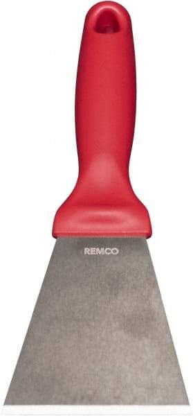 Remco - Stiff Stainless Steel Beveled Scraper - 3" Blade Width x 3-1/2" Blade Length, 5-13/32" Long Ergonomic Polypropylene Handle - Industrial Tool & Supply