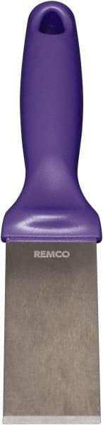 Remco - Stiff Stainless Steel Beveled Scraper - 1-1/2" Blade Width x 3-1/2" Blade Length, 5-13/32" Long Ergonomic Polypropylene Handle - Industrial Tool & Supply