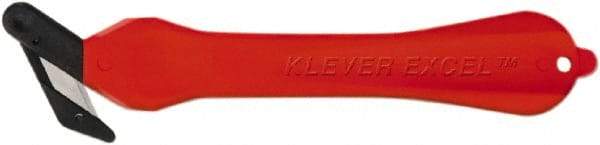 Klever Innovations - Fixed Safety Cutter - 1-1/4" Carbon Steel Blade, Red Plastic Handle, 1 Blade Included - Industrial Tool & Supply