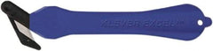 Klever Innovations - Fixed Safety Cutter - 1-1/4" Carbon Steel Blade, Blue Plastic Handle, 1 Blade Included - Industrial Tool & Supply