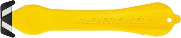 Klever Innovations - Fixed Safety Cutter - 1-1/4" Carbon Steel Blade, Yellow Plastic Handle, 1 Blade Included - Industrial Tool & Supply