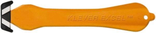 Klever Innovations - Fixed Safety Cutter - 1-1/4" Carbon Steel Blade, Orange Plastic Handle, 1 Blade Included - Industrial Tool & Supply