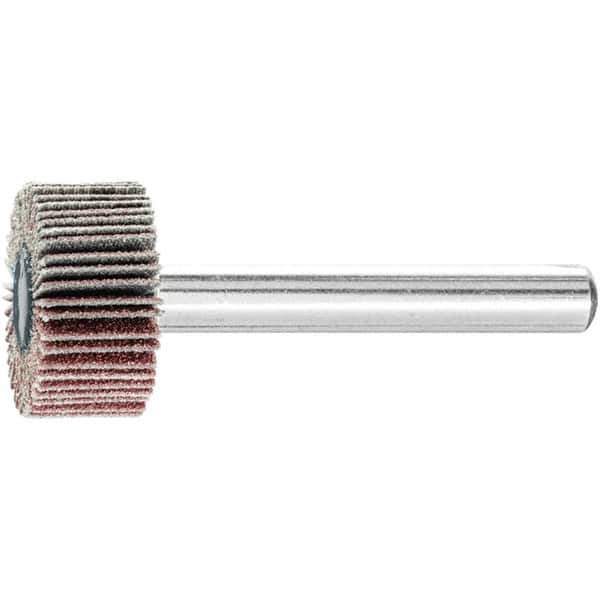 PFERD - 3/4" Diam x 3/8" Face Width, Aluminum Oxide Coated Mounted Flap Wheel - 1/4" Shank Mount, 120 Grit, 38,100 Max RPM - Industrial Tool & Supply