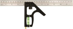 Johnson Level & Tool - 2 Piece, 12" Combination Square Set - 1/8, 1/16 & 1/32" (Inch/Metric) Graduation, Stainless Steel Blade, Cast Zinc Head - Industrial Tool & Supply